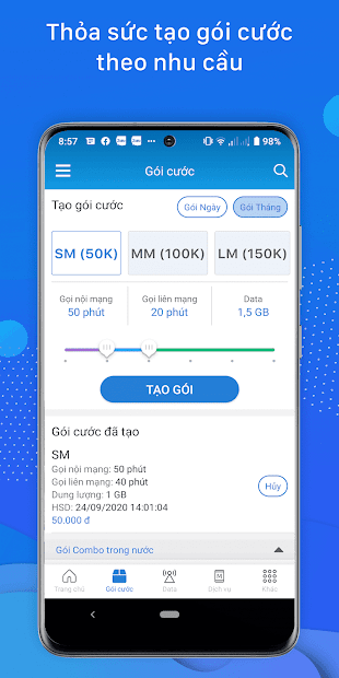 Tự tạo gói cước đơn giản, dễ dàng phù hợp với nhu cầu chỉ có trên My MobiFone